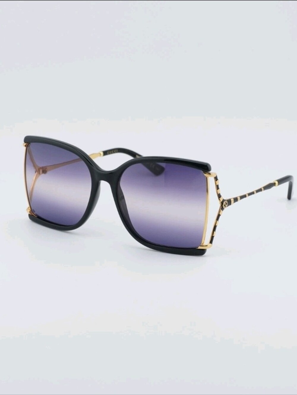 NEW AUTH Gucci GG0592S 002 Black/Gold/Smoke Gradient Oversized Sunglasses